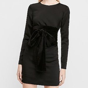 X Karla Long Sleeve Velvet Bow Sheath Dress